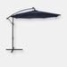 Sunnydaze Decor 10FT Offset Solar Patio Umbrella Outdoor LED Lights Cantilever Crank Brown Deck - Blue