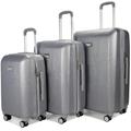 Badgley Mischka Luggage Snakeskin 3 Piece Expandable Luggage Set - Grey - STANDARD