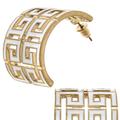 Canvas Style Brennan Game Day Greek Keys Enamel Hoop Earrings In White - White