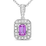 Haus of Brilliance 18K White Gold 6x4mm Pink Sapphire and 1/4 Cttw Pave-Set Round Diamond Pendant 18" Necklace - (H-I Color, VS1-VS2 Clarity) - White - 18