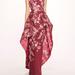 Marchesa Notte Strapless Gilded Gown - Wine - Red - 4