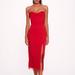 Marchesa Notte Draped Bodice Crepe Dress - Red - Red