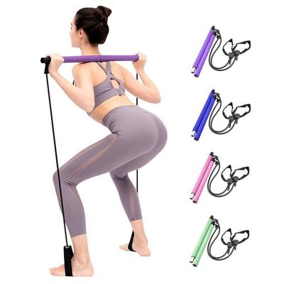 Vigor Indoor Exercise Portable Multi functional Yoga Stick Pilates Bar Kit With Resistance Band - Purple