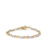 Haus of Brilliance 10K Two-Tone Gold 1/2 Cttw Diamond Alternating 3 Stone And X-Link 7" Bracelet - Gold - 7