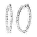 Vir Jewels 2 Cttw Diamond Hoop Earrings For Women, Round Lab Grown Diamond Earrings In .925 Sterling Silver, Prong Setting - 3/4" H x 1/10" W - Grey