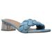 SOBEYO Strappy Sandals Braided One Band Low Clear Heels Sandals - Blue - 5.5