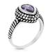 Vir Jewels 8x6 MM Purple Cubic Zirconia Pear Ring .925 Sterling Silver With Rhodium Plating - Grey - 5