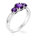 Vir Jewels 1.20 Cttw 3 Stone Purple Amethyst Ring In .925 Sterling Silver Oval And Round - Grey - 6