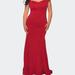 La Femme Off the Shoulder Plus Size Jersey Dress - Red - 14W