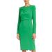 Badgley Mischka Long-Sleeved Drape Shoulder Dress - Green