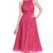 Badgley Mischka Paisley Lace Halter Midi Dress With Belt - Pink