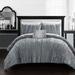 Chic Home Design Kerk 4 Piece Comforter Set Crinkle Crushed Velvet Bedding - Grey - QUEEN