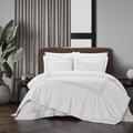 Chic Home Design Alder 7 Piece Cotton Duvet Cover Set With Dual Stripe Embroidered Hotel Collection Bed In A Bag Bedding - Brown - QUEEN
