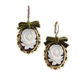 POPORCELAIN Dark Romance Rose Oval Porcelain Cameo Earrings - White