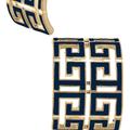 Canvas Style Brennan Game Day Greek Keys Enamel Hoop Earrings In Navy - Blue