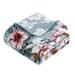 Chic Home Design Orietta 6 Piece Reversible Quilt Set Tropical Floral Leopard Print Bed In A Bag - Blue - TWIN XL