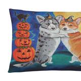 Caroline's Treasures 12 in x 16 in Outdoor Throw Pillow Corgi Halloween Scare Canvas Fabric Decorative Pillow