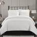 Chic Home Design Jas 3 Piece Comforter Set Embossed Embroidered Quilted Geometric Vine Pattern Bedding - White - QUEEN