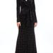 Badgley Mischka Long-Sleeved Pearled Velvet Column Gown With Bow - Black