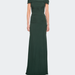 La Femme Ruched Off the Shoulder Net Jersey Evening Dress - Green - 2