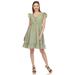 White Mark Women's Ruffle Sleeve Knee-Length Dress - Green - L