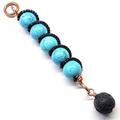 Alexa Martha Designs Copper Spiral Turquoise Wand Pendant With Essential Oil Lava Rock Bead Charm - Blue - PENDANT ONLY