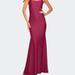 La Femme Chic Luxe Jersey Gown With Train And V Back - Pink - 6