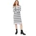 Maine Womens/Ladies Striped Cotton V Neck Jumper Dress - Grey - 12