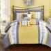 Chic Home Design Dalton 10 Piece Comforter Set Pintuck Pieced Block Embroidery Bed In A Bag with Sheet Set - Yellow - KING