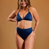 onewith swim Lasata Super High Waist Bikini Bottom - Blue - XL