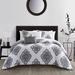 Chic Home Design Pacey 5 Piece Cotton Jacquard Comforter Set Medallion Embroidered Bedding - Grey - KING