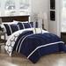 Chic Home Design Avee 4 Piece Comforter Set Printed Pinch Pleated Ruffled And Reversible Geometric Design - Blue - FULL / QUEEN