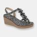 Cipriata Womens/Ladies Nina Flower High Wedge Sandal - Dark Pewter - Grey - 9