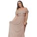 Anna-Kaci Plus Size Off Shoulder Ruffle Empire Maxi Dress - Brown - L