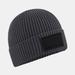 Beechfield Fashion Woven Patch Beanie - Graphite Grey/Black - Grey