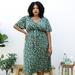 Anna-Kaci Plus Size Green Maxi Dress with Light Pink Floral Print - Green - PLUS-3X-18W-20W