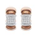 Haus of Brilliance 18K White And Rose Gold Flash Plated .925 Sterling Silver Clear Brown Enamel 1/6 Cttw Round Diamond Huggie Hoop Earrings (F-G Color, VS1-VS2 Clarity) - White
