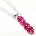 Alexa Martha Designs Silver Vertical Beaded Crystal Bar Necklace - Pink - 18 INCHES