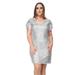 Anna-Kaci Plus Size Sequin Ruched Sleeve Cocktail Dress - Grey - XXL