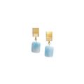 VUE by SEK Gold Layered Square + Amazonite Earrings - Blue - 1.7" X 0.6"
