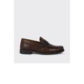 Burton Mens Textured Leather Penny Strap Loafers - Tan - Brown - 8