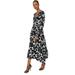 Principles Womens/Ladies Floral V Neck Bodice Midi Dress - Monochrome - Black - 12