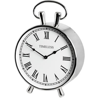 Hill Interiors Hill Interiors Traditional Chrome Metal Mantel Clock (Silver) (One Size) - Grey