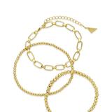 Sterling Forever Chain & Bead Bracelet Set of 3 - Gold