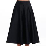 EMILY SHALANT Black A-Line Taffeta Midi Skirt - Black