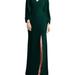 Dessy Collection Long Puff Sleeve V-Neck Trumpet Gown - 3083 - Green - 4