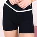 Anna-Kaci Overlap Waist Contrast Stripe Shorts - Black