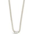 Sterling Forever Curb Chain Necklace with Stationed CZ - Grey