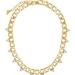 Sterling Forever Cuban Chain Choker with Triangle Station CZs - Gold