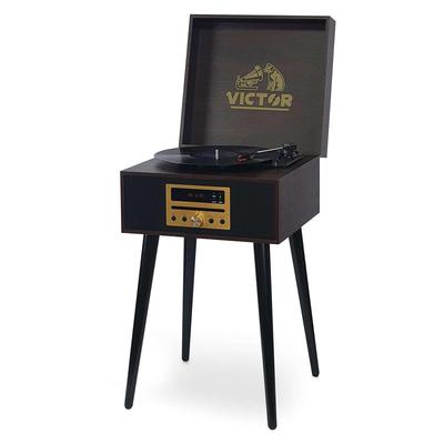 Victor Audio Newbury 8-In-1 Music Center With Chair-Height Legs - Brown